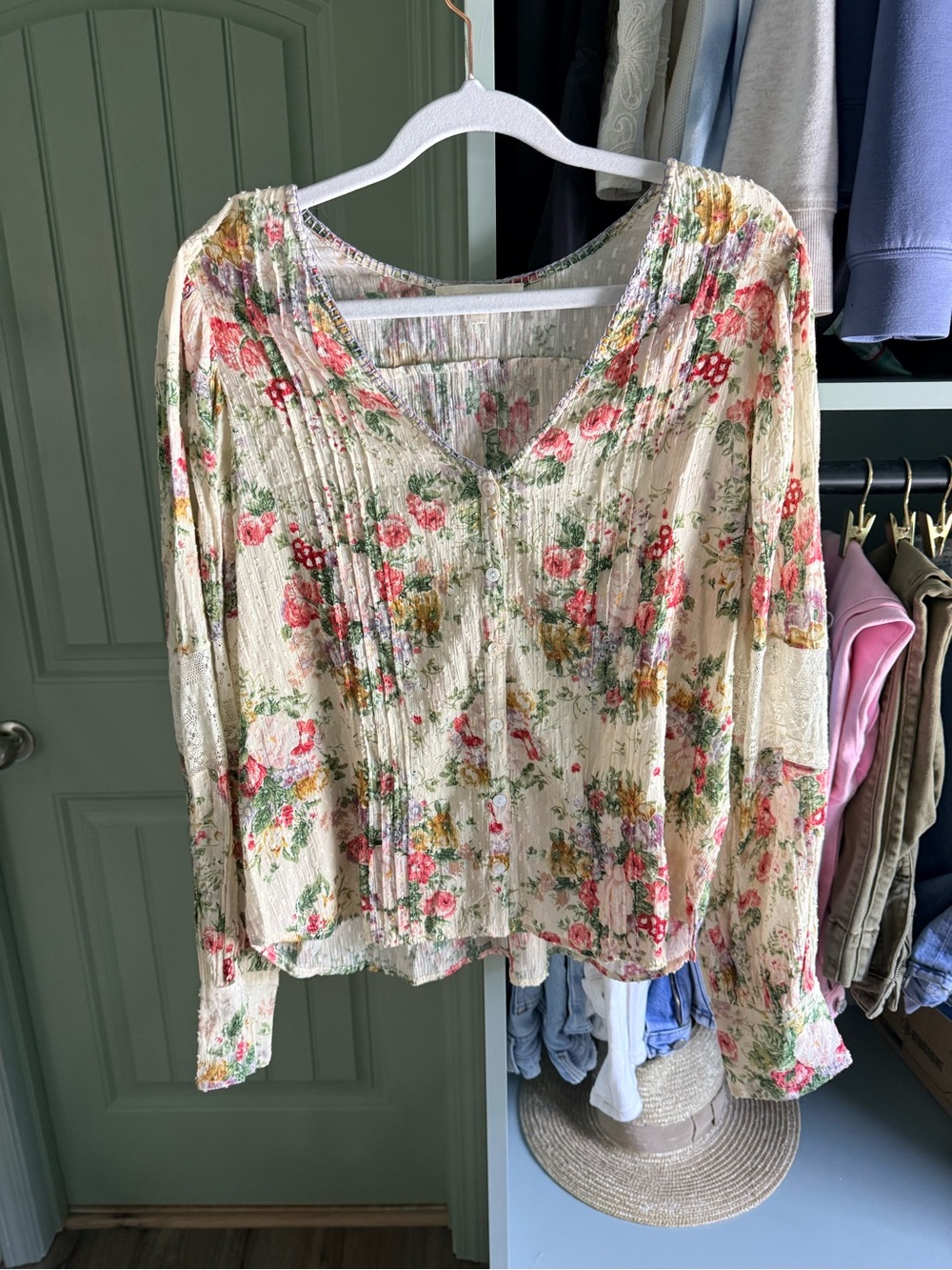 LoveShackFancy Merida Blouse Shining Gemstone CottageCore Floral Lace